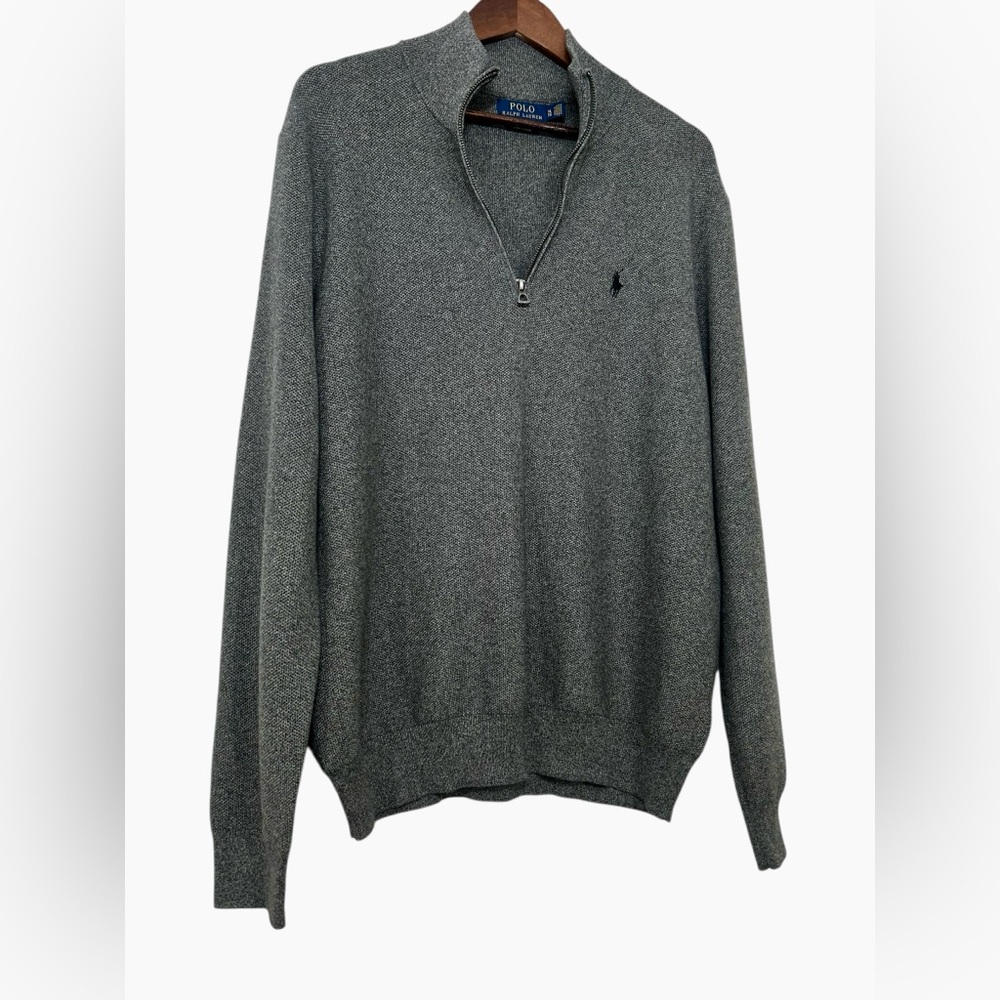 POLO Ralph Lauren XL Men’s Gray Pima Cotton 1/4 Zip Long Sleeve Pullover Sweater - Picture 4 of 9